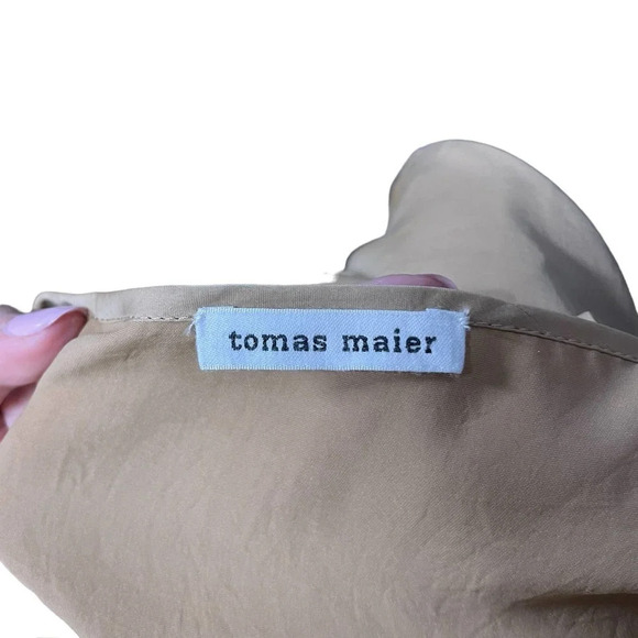 Tomas Maier Sleeveless Satin Midi Slip Dress Tan Size 2 - Picture 6 of 8